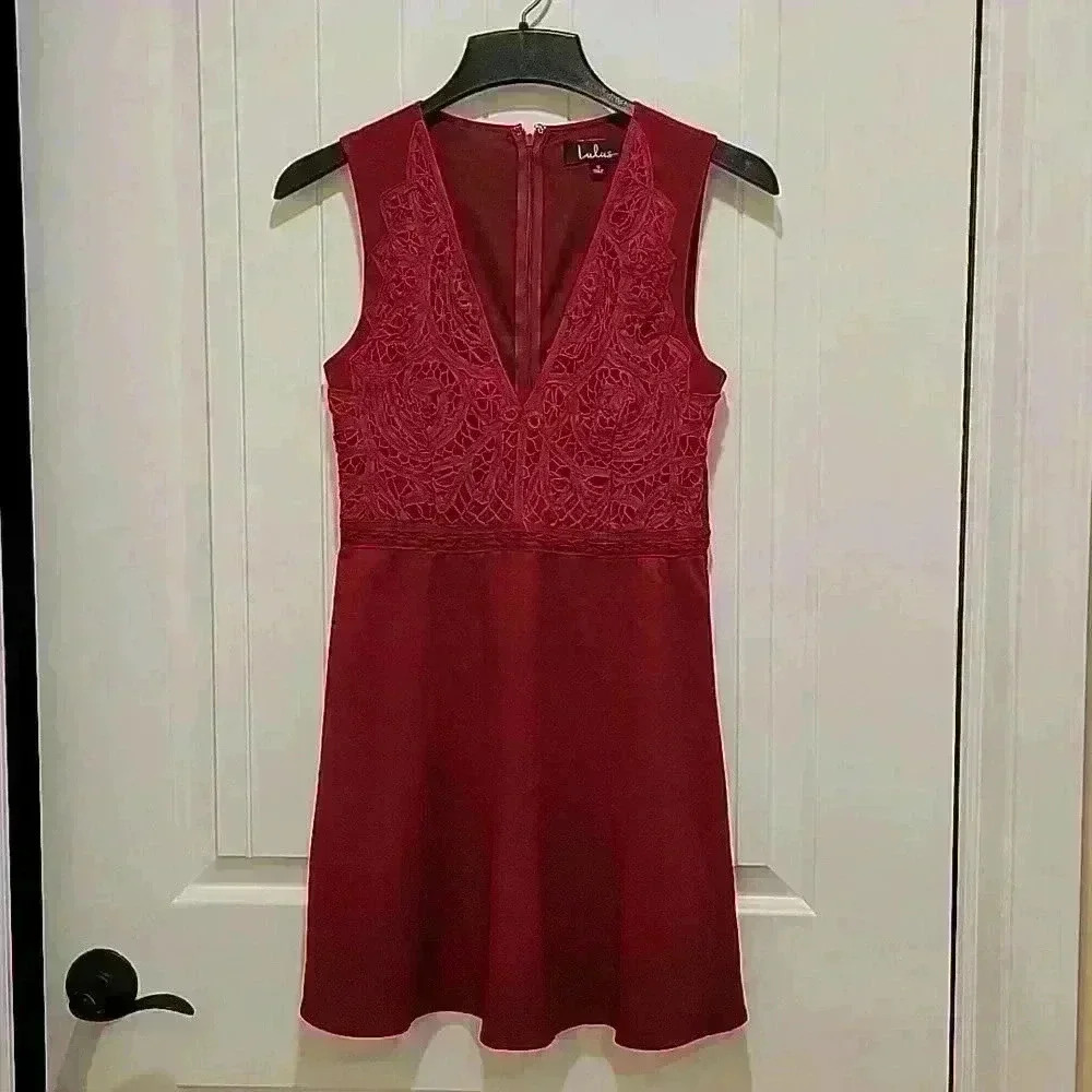 Lulus Florentia Crochet Lace Skater Dress Size Small